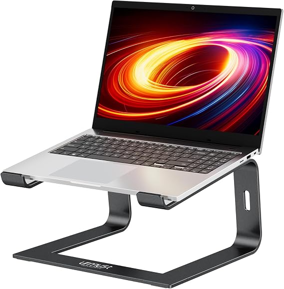Urmust Laptop Stand for Desk Aluminum Computer Stand Riser Holder for Laptop Compatible with MacBook Air Pro, Dell, HP, Lenovo Samsung, Alienware All Laptops 11-15.6(Black)