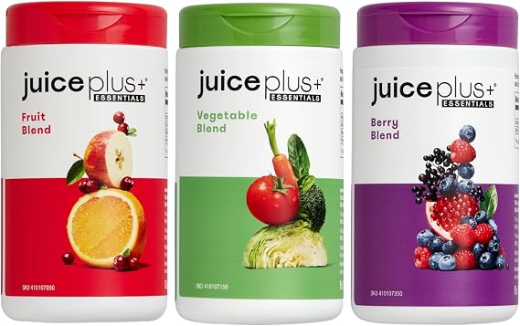 Juice Plus+ Fruit, Vegetable & Berry Blend: Nutrient-Packed Supplement from Fruits, Berries, Greens and Plant-Based Vitamins for Immune Function - Prepacked 3 bottles (60 Adult Servings Each)
