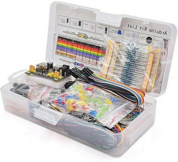 Geevorks Portable Electronics Components Kit Compact Electronic Parts Set Lightweight DIY Components Kit with Multicolor LED Resistors Breadboard for R3 Projects