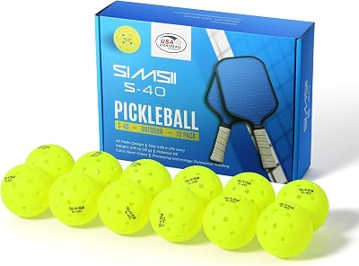 S-40 Outdoor Pickleball Balls - 40 Holes, Approved by The USAPA - Durable PE Material, Seamless Construction, Tournament Grade, 31240100 Pack - Pickleballs