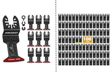 AMZWEI 10PCS BI Metal Oscillating Tool Blades Nail Cutting + 100PCS Professional Universal Oscillating Saw Blades Wood Metal Cutting