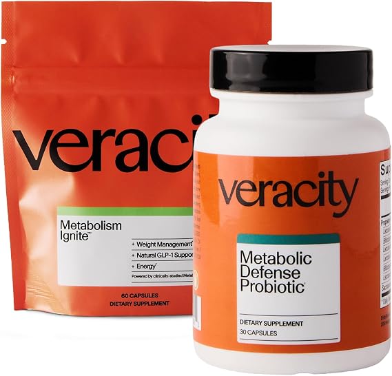 Veracity Metabolism Ignite & Metabolic Defense Probiotic - Boosts GLP-1 to Curb Hunger, Natural Metabolic Support, Gut Health - Clinically Studied Hunger Management GLP Supplement for Women & Men