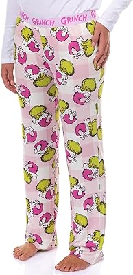 Dr. Seuss The Grinch Pajamas Womens Pink Santa Hacci Knit Lounge Sleep Pants