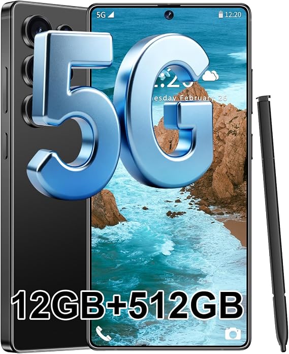 S25 Ultra 5G Unlocked Smartphone,12GB+512GB Fully Cell Phone for Android 14, 6.99" Unlocked Cell Phone, 7000mAh, 68MP+108MP Dual Camera/Dual SIM/Fingerprint Lock/Face (Black)