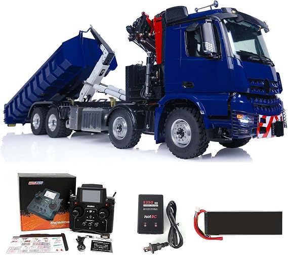 LESU 1/14 RC Hydraulic Roll on/Off Dumper Truck Crane for RTR 8X8 Arocs Remote Control Car PL18Ev Lite Radio Assembled Construction Vehicle Hobby Grade Model