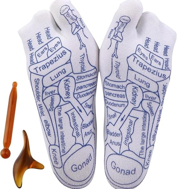 Reflexology Socks with Massage Tool & Massage Socks - Promotes Blood Circulation, Self-Massager for Plantar Fasciitis