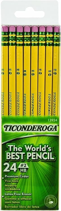 Ticonderoga #2 Pencils, Wood-Cased, 6 24-Count Hang-Tab Boxes, Total 144 Pencils, Yellow (13924) (13924N)