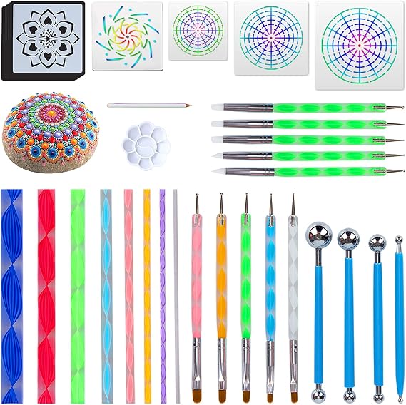Hakkin Mandala Dotting Tools for Painting Rocks - 34PCS Dot Mandala Kit