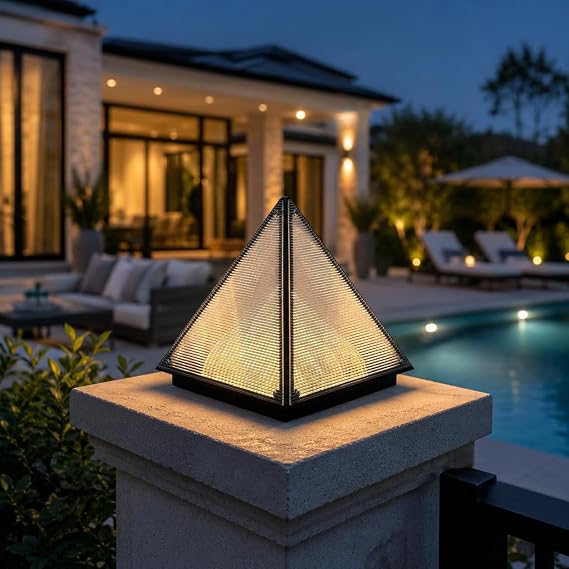 Modern Outdoor Pillar Light, Square Post and Column Light, 110V Hardwired