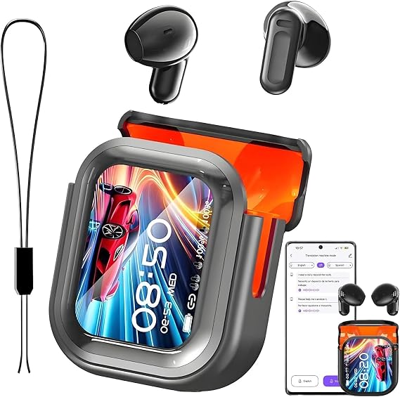 BEARTAIN NE20 Earbuds, 2025 New NE20 AI Translation Earbuds in Real Time, Language Translator Headphones with LCD Touch Screen Audifonos Traductores Ingles Espanol Support 135 Languages for Travel