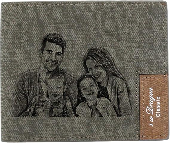 Personalized Wallet For Men, Custom Engraved Photo Wallets, Bifold Leather Wallets, Purse Customized Picture Wallets for Men Boyfriend Birthday Gifts