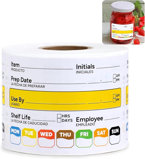 300 Pcs Restaurant Quality Shelf Life Food Rotation Labels Vinyl, 2 x 3 Self-Adhesive Removable Freezer Food Labels, Perfect for Reusable Containers, Easy to Remove, Food Safety Date Sticker