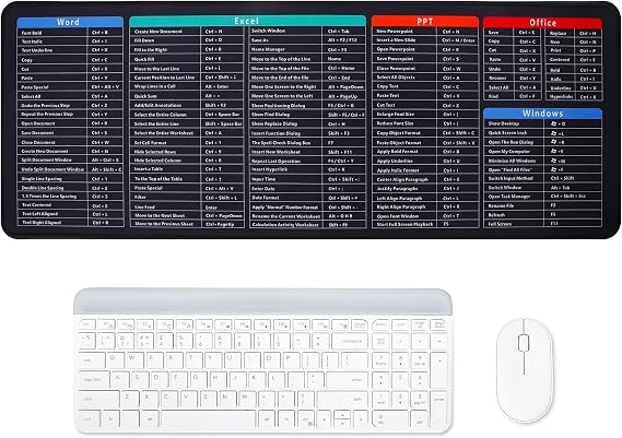 Partideal Keyboard Excel Shortcuts Mouse Mat,Quick Key Super Large Gaming Mouse Pad,Anti-Slip Multifunctional Computer Mat,Keyboard Pad for Office