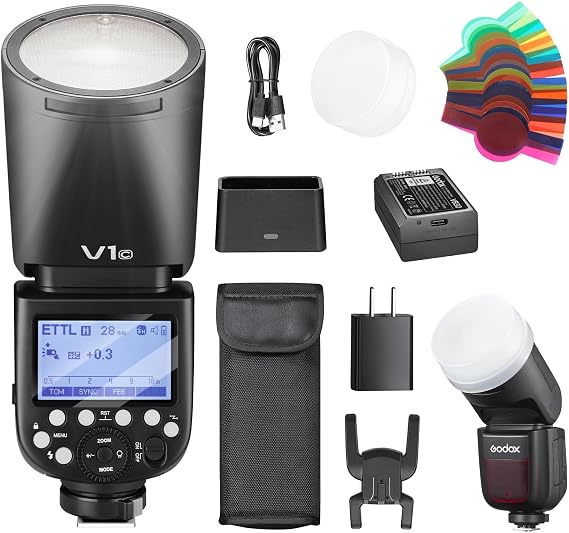 Godox V1 V1-C V1 for Canon Flash Round Head TTL Shot Speedlight 76Ws