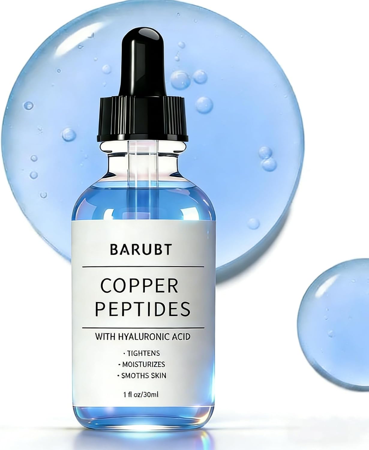 Ghk-cu Copper Peptide Serum for Face, Anti Aging Collagen Booster with Hyaluronic Acid, Anti Wrinkle Facial Serum - Tightening, Moisturizing, Smoothing Skin, Targets Fine Lines, Korean Skincare 30ml