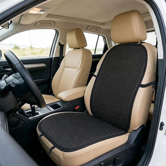 Summer Cool 3D Air Mesh Breathable Vented Car Seat Cushion Pad Set,Universal Auto Back Cooling Ventilated Seat Cover for Car SUV Truck Van Pickup (Black, 1 Pack seat pad +1 Pack Back Cushion)