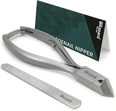 Nail Clippers for Men with Thick or Ingrown Toenails Blizzard Podiatrist Toenail Clipper Set German Forged 5.5 inch Heavy Duty Nail Cutter Moon Head Smooth Handles - Hospital Grade