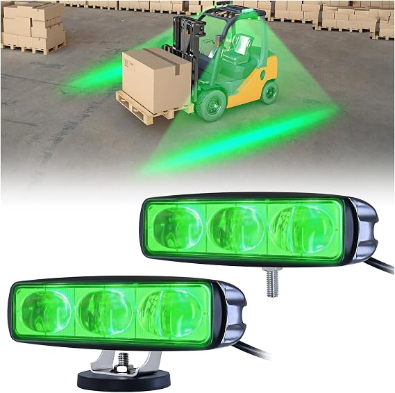 LED Green Line Forklift Safety Light Warehouse Hazard Warning (2PCS) | 30W straight line light for forklift & AGV. DC 10-100V wide voltage, ideal for industrial hazardous area safety indicators.