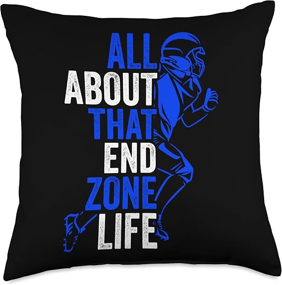 American Football T-Shirt & Apparel Gifts All About That End Zone Life American Football Playoffs Throw Pillow, 18x18, Multicolor