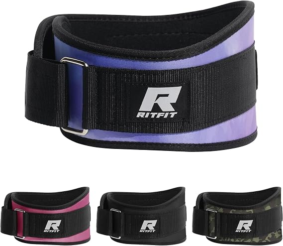 RitFit Weight Lifting Belt 6 Inch for Squats Deadlift Strength Training | Padded Lumbar Support, Self-Locking Gym Belt for Men & Women, Squats, Lunges, Deadlift, Thrusters