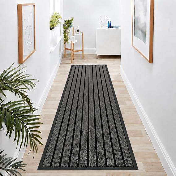 Moonlight Bedding Runner Rug Non Slip Grey 80x150 cm rugs living room indoor & outdoor carpet– Dirt Trapper and Washable runner rugs for hallway.