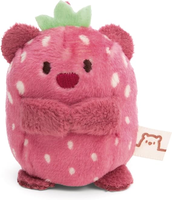 MYMOCHI 5cm Strawberry Nomo Bear Plush Toy Pink - Soft Plush Cute Cuddly Toy for Kids and Adults - Great Gift Idea
