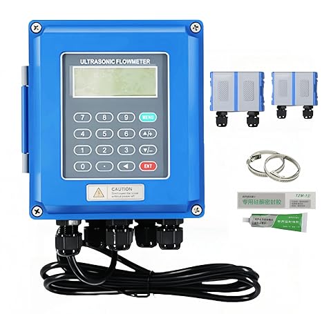 Ultrasonic Water Flow Meter, TUF-2000B Digital Water Liquid Flowmeter Tester, TS-2 TM-1 Ultrasonic Clamp-on Transducers Sensors, LCD Display IP68 Protection for Pipe DN15-700mm