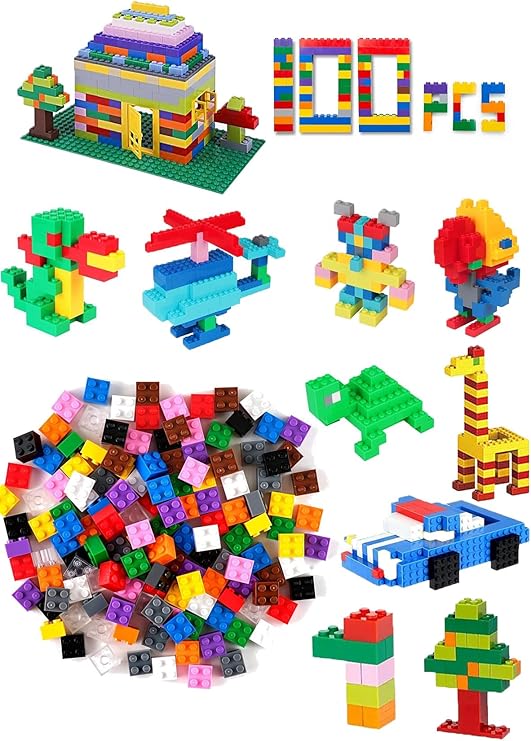 2x2 Yapı Blok Seti 100 Parça – Standart Ölçülerle Uyumlu Renkli Mini Tuğla Seti – Yaratıcı Oyun ve Eğitim İçin, 3 Yaş Üzeri(Sıcak Renkler)