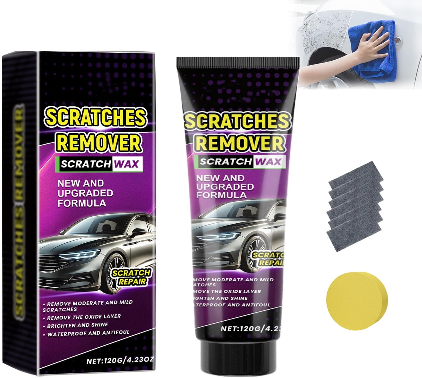 Car Scratch Remover Set,Nano Cloth Sparkle Car Scratch Remover,Car Scratch Repair Paste Polishing Wax,Automotive Cleaning Kit For Car Paint Scratches Repair 1 Set