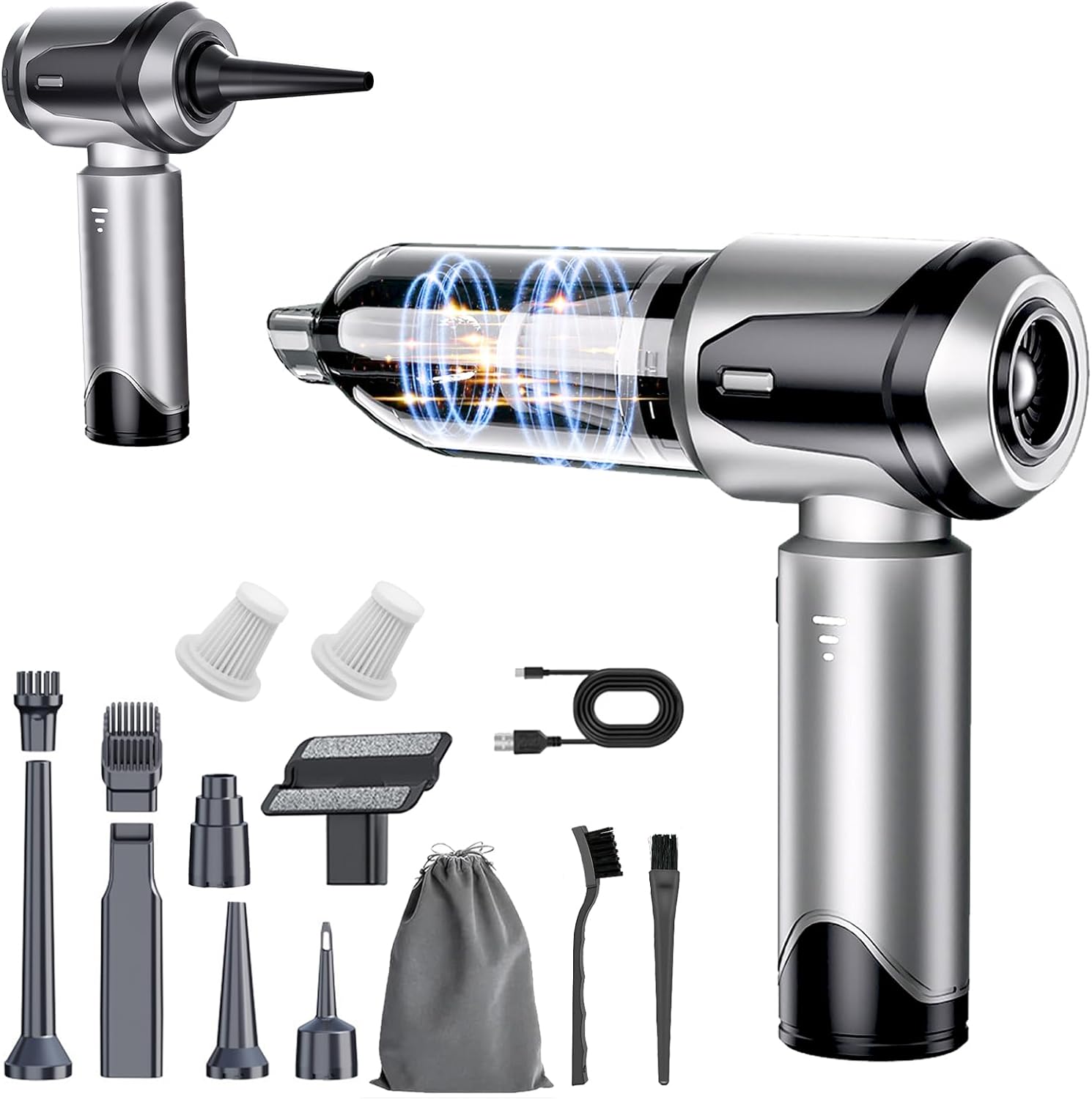 Car Vacuum Cleaner Portable Cordless, 20000PA 120W 4 in 1 High Power Handheld Cordless Vacuum Cleaner & Air Duster, Air Blower, Multi Nozzle, Brushless Motor 3 Speed Modes for Car, Home, Pet, Office