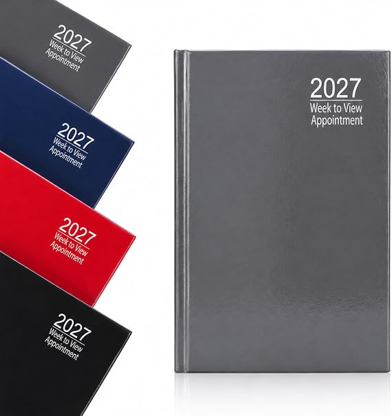 2026 Appointment Diary A5 Week to View - Hourly Times 8AM to 5PM - Hardback Planner Organiser with Year Planner Notes & Timetables - 70gsm