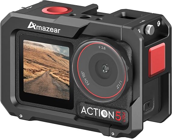 AMAZEAR Metal Cage for DJI Osmo Action 5 Pro,DJI Action3/4/5 Pro Premium Accessories Multifunction Protective Frame Case Aluminum Housing Camera Expansion Protector, Black
