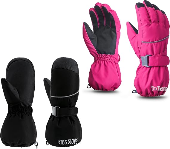 ThxToms Kids Warm Gloves Winter Waterproof Snow Gloves & Kids Ski Mittens Gloves or Boys Girls