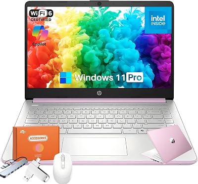 HP 2025 New Laptop for Student Business, Intel N150 CPUBeats N4120, 14 Inch LED, 16GB RAM, 128GB UFS256GB MSD128GB USB, Wi-Fi 6, Copilot AI, 1 Year Microsoft 365, Windows 11 Pro, USB HUB, Mouse