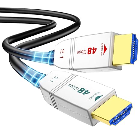 8K Fiber Optic HDMI Cable 40FT, 48Gbps Ultra High Speed HDMI 2.1 Cable, Support 8K60Hz 4K120Hz HDR eARC HDCP 2.2&2.3, HDMI Cord Compatible with Roku TV/HDTV/PS5/Blu-ray