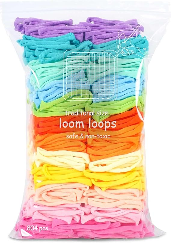 Disracker 804 PCS Potholder Loops, Stretchy Nylon Weaving Loom Loops Refill, Fits 7" Traditional & 10" PRO Looms, 12 Pastel Macaron Colors DIY Craft Kit for Kids & Adults