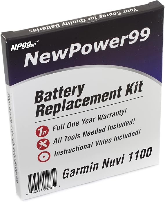 Garmin NewPower99 Battery Replacement Kit with Battery, Video Instructions and Tools Nuvi 1100