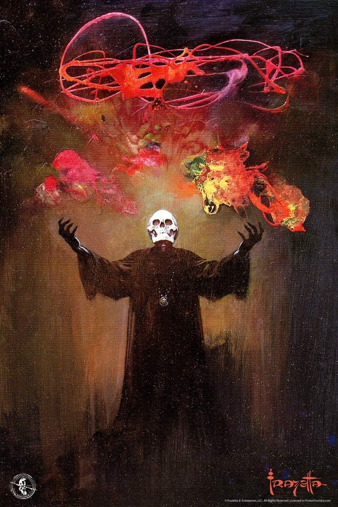 Frank Frazetta Skull King Horror Science Fiction Fantasy Artwork Artist Retro Vintage Classic Comic Book Magazine Skeleton Spooky Scary Halloween Decorations Cool Wall Decor Art Print Poster 12x18