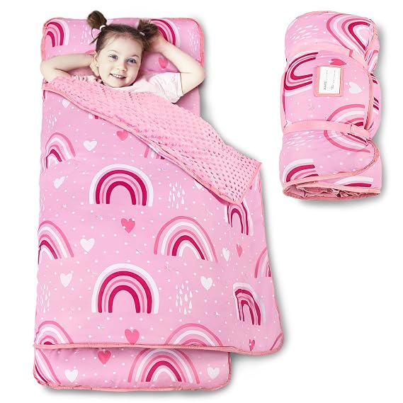 Toddler Nap Mat with Pillow and Blanket, Extra Large Sleeping Bag