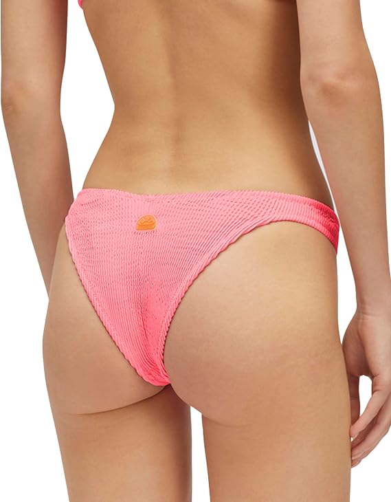 High-Leg Bikini Bottom in Embossed Texture Fabric