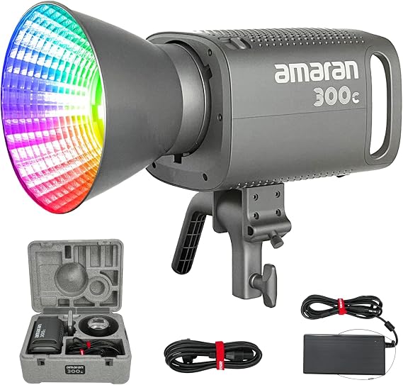 Aputure Amaran 300c 300W RGB COB Video Light Bowen Mount CCT 2500K-7500K | with G/M Adjustment 26,580 lux @ 1m with Hyper Reflector Support APP Control for Photography, Studio,Video Recording