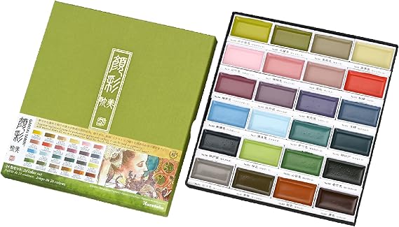 Kuretake Gansai Tambi Watercolor Pans - Set of 24, Art Nouveau