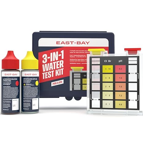 East Bay 3-in-1 Pool Test Kit | At-Home Pool & Spa Water Testing for Total Chlorine, Total Bromine & pH | Fast & Accurate Chemical Test for Swimming Pools