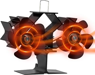TCFUNDY Wood Stove Fan Heat Powered for Buddy Heater, Dual Motor Fireplace Fan with Bracket Fixed on Propane Space Heater, Quiet Operation Circulating Warm Air, Stove Fan for WoodLog Burner Stove