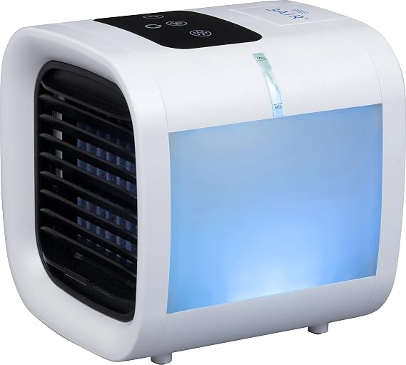 CHILL | Personal Air Cooler | Portable Mini Evaporative Air Conditioner | Five Speed Fan | Twin Water Misters | Soothing Nightlight | Leak Proof Tank | Desk, Nightstand, Countertops, Tent, R/V