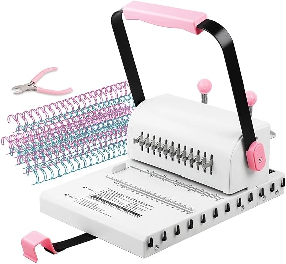 Cinch Book Binding Machine, 2:1 Hole Pitch 20 Sheet Punch Capacity, Slide Ruler for Precise Alignment, Compatible with Wire & Spiral Coils, for DIY Notebooks Calendars Albums Journals