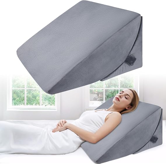 Babenest Adjustable Wedge Pillow with High Density Foam Ergonomic Back Cushion for Bed & Sofa Reflux Reading Pillow for Sleeping Playing Watching TV (Greu)
