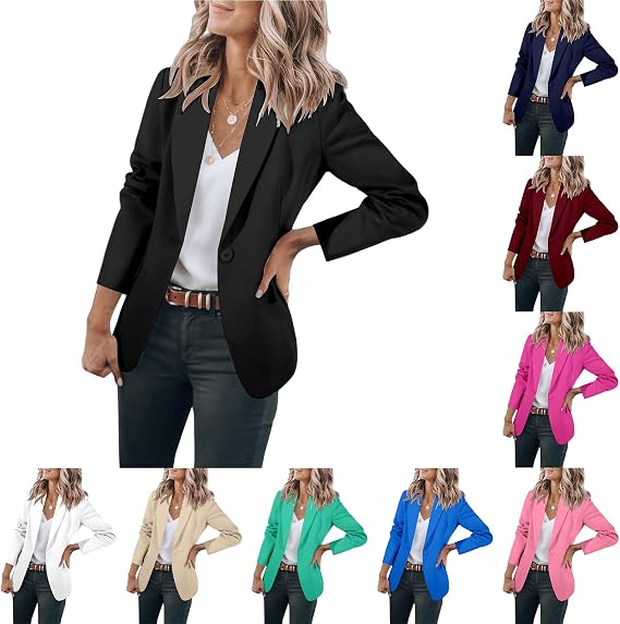 Blazers for Women Business Casual 2026 Trendy Work Suit Jackets Lightweight Elegant Lapel Long Sleeve Office Blazer
