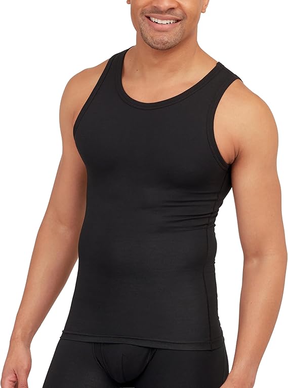 SPANX Mens Sculpt Cotton Spandex Tank - Mens Base Layer Tank - Flattering Daily Support - Breathable & Moisture-Wicking