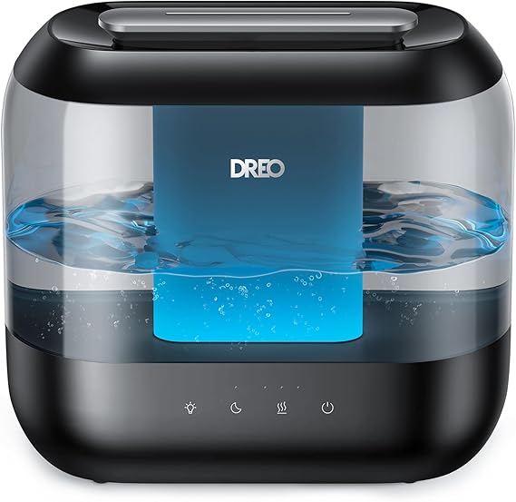 DREO 4L Humidifiers for Bedroom, 36H Runtime, 28 dB Quiet, HM311, Ebony | Easy to Refill & Clean, BPA-Free, Nightlight, Supersized Air Humidifiers for Large Room, Baby Nurseries, Plants, Indoor
